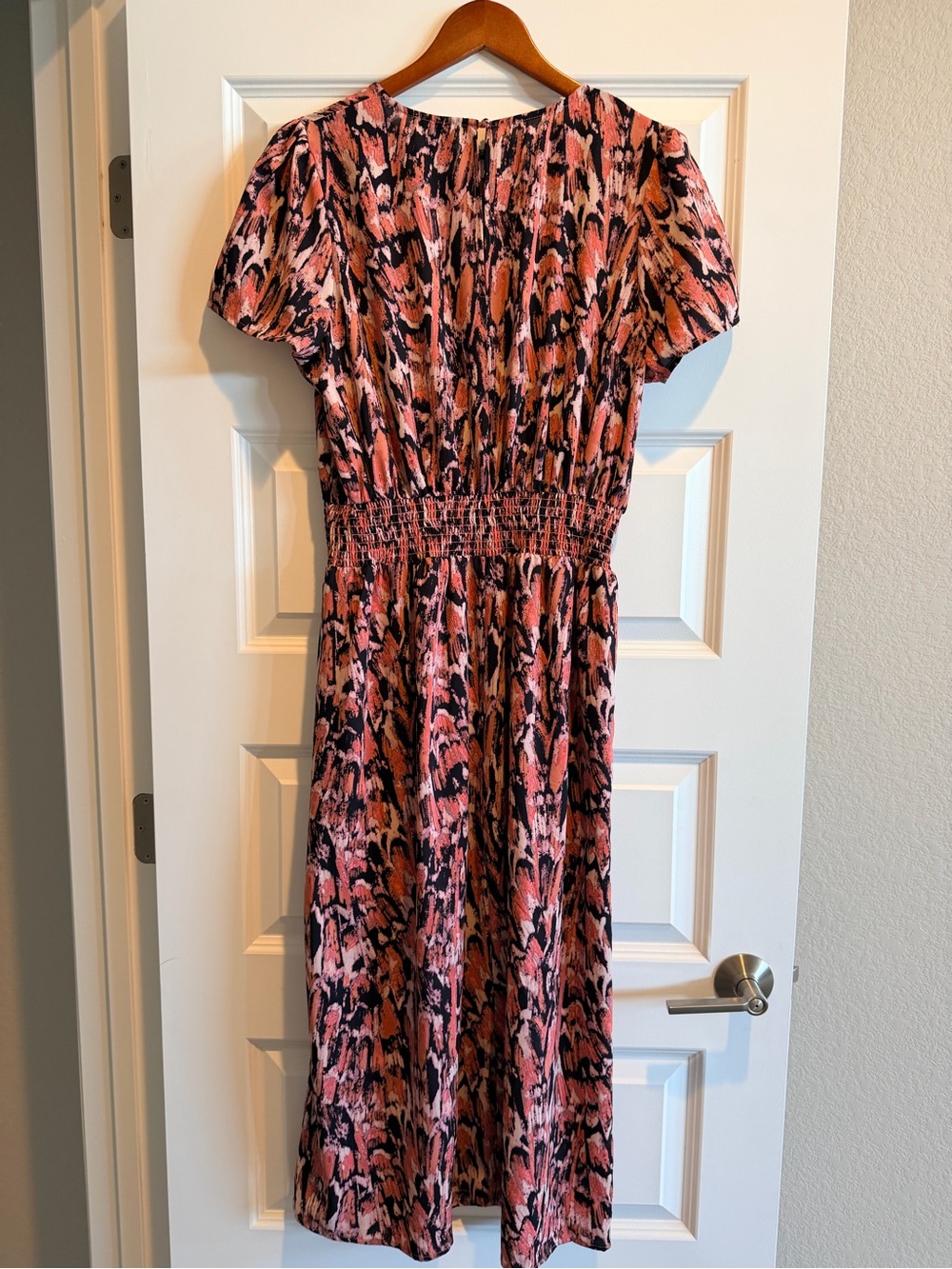 Evereve Pink and Black Printed Midi Dress